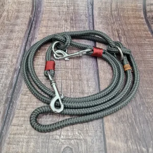 4UniqueDogs_2,10m_Hundeleine_Anthrazit_Burgundy_10mm