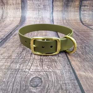 4UniqueDogs_Biothane_Halsband_Oliv_Gold_HU_42,5-50cm