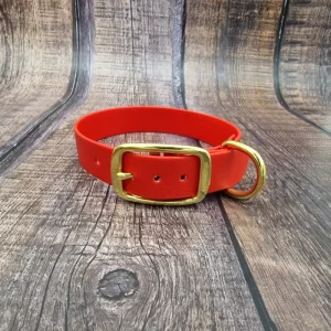 4UniqueDogs_Biothane_Halsband_Rot_Gold_HU_35-42,5cm
