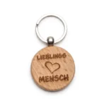 Schlüsselanhänger aus Holz mit Lasergravur - Rund